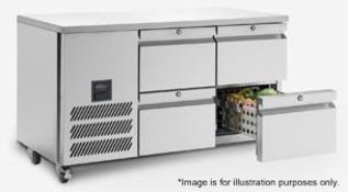 1 x WILLIAMS 'Jade' Stainless Steel Commercial Refrigerated Prep Counter With 4 Drawers -