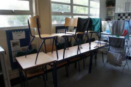 3 x tables (2 x 1200 x 600mm, 1 x 600 x 600mm), 9 x chairs