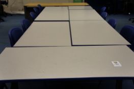 5 x meeting tables, 2 x exam tables, 10 x steel frame chairs
