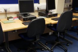 6 x cantilever frame desks, 6 x gas lift chairs