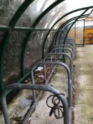 Tubular steel bicycle rack with Perspex weather shelter, 2 x 6 racks, 5000mm approx.