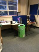 Contents of the office comprising, 6 x desks, 6 x office chairs, 2 x cupboards, filing cabinet, book