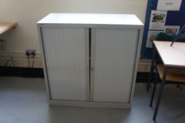 Bisley tambour front cupboard, contents NOT included