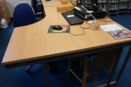 Cantilever frame desk, 2 x three drawer pedestals, gas lift chair