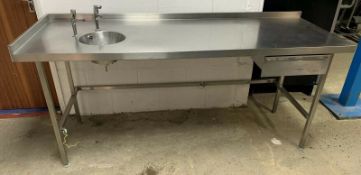 Stainless Steel Prep Table With Handwash Sink Corner Upstand And Drawer