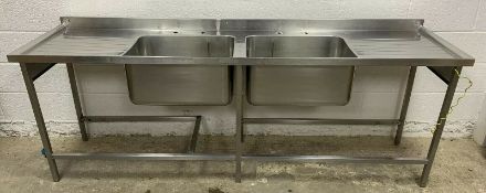 Stainless Steel Double Bowl Sink With Drainer and Upstand