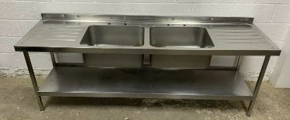 Stainless Steel Double Bowl Sink With Double Drainer and Upstand