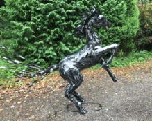 LARGE METAL FABRICATED POLISHED REARING MUSTANG