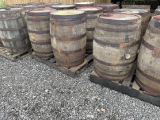 6 x OAK WHISKEY BARRELLS ON LARGE PALLET