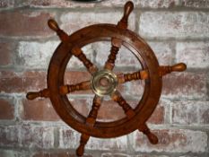 2 X BOXED PAIR WOODEN AND BRASS SHIPS WHEEL