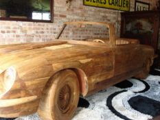 SOLID TEAK LIFESIZE E-TYPE JAGUAR - EXCEPTIONAL MUSEUM PIECE