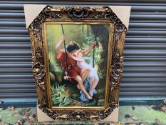 OIL PAINTING ON CANVAS IN GILT FRAME - ARTIST UNKNOWN