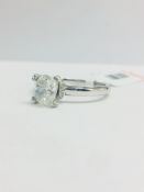 1Ct Cushion Cut Diamond Solitaire Ring In A Diamond Set Mount,