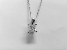 Platinum 1Ct Princess Cut Pendant.