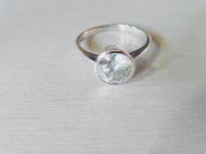 1ct brilliant cut platinum rub over set ring