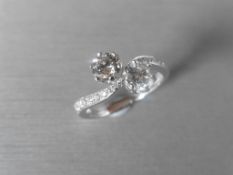 Platinum Two Stone Diamond Ring,
