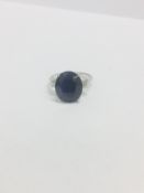 Platinum Sapphire Diamond Three Stone Ring,
