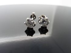 2.01ct Diamond solitaire earrings set with brilliant cut diamonds