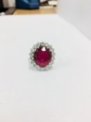 Platinum ruby Diamond Cluster ring