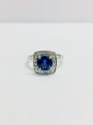 18ct white gold handmade Tanzanite Diamond halo style ring