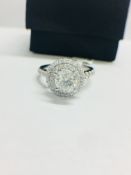 1.70ct Brilliant cut double Halo Platinum Ring