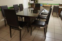 Polished Black Resin Top Meeting Table on Central Plinth