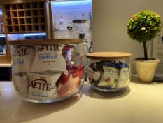 2x Large Decorative Glass Jars and Tree