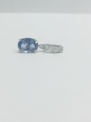 14Ct White Gold Sapphire & Diamond Pendant.