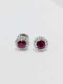 18Ct White Gold Sapphire Diamond Stud Earrings,
