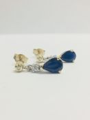 9Ct White/Yellow Gold Sapphire Diamond Earrings,