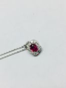18Ct White Gold Ruby Diamond Pendant,
