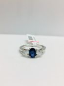 Platinum Sapphire Diamond Three Stone Ring,