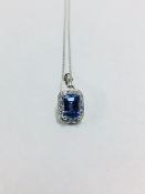 9Ct White Gold Tanzanite Diamond Pendant And 9Ct Necklace,