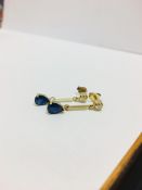 9Ct Yellow Gold Sapphire Diamond Drop Earrings,