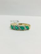 9ct yellow gold emerald and diamond ring