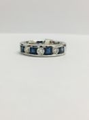 9Ct White Gold Sapphire Diamond Channel Set Ring,