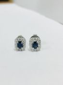 18Ct White Gold Ruby Diamond Stud Earrings,