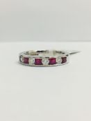 9Ct Ruby Diamond Channel Set Eternity Ring,