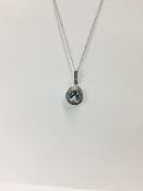 18Ct White Gold Aquamarine Diamond Pendant,