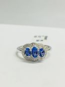 9K White Gold Tanzanite Diamond Ring,
