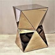 BOXED NEW PYRAMID VENETIAN MIRRORED SIDE TABLE