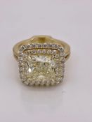 18ct yellow 4ct radaiant Cut fancy yellow diamond ring