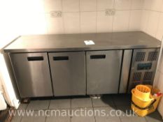 Polar three door undercounter stainless steel fridge