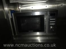 Montpellier microwave and stainless steel counter on caster wheels