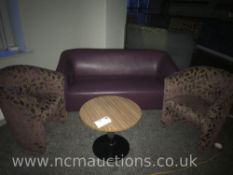 Round table, 2x chairs and sofa