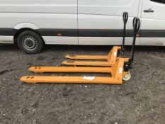 NEW UNUSED 1.8M LONG - 2 TONNE PALLET TRUCK ON NYLON WHEELS