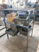 Steel shelves with contents