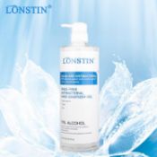 Lonstin Rinse-Free Antibacterial Hand Sanitiser Gel, 75% Alcohol. x10 box's containing 120 units per