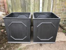 1 pair of indoor or outdoor Fiberglass planters - lead effect - 50(h)x45(l)x45(w)cm