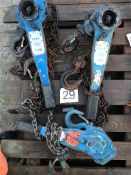3 NO OF 1.5T Lever hoists 1.5M HOL 2 x Tractel 1 x Nitchi